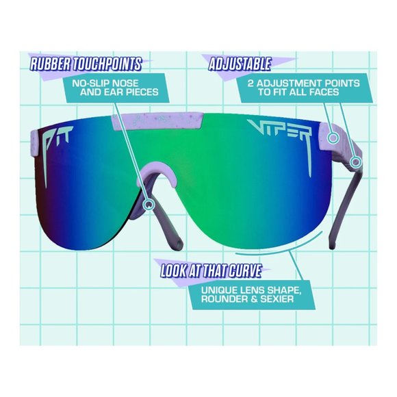 Pit Viper Mirrored Sunglasses Blocks 100% UVA & UVB Beach Volleyball Softball - Picture 4 of 12
